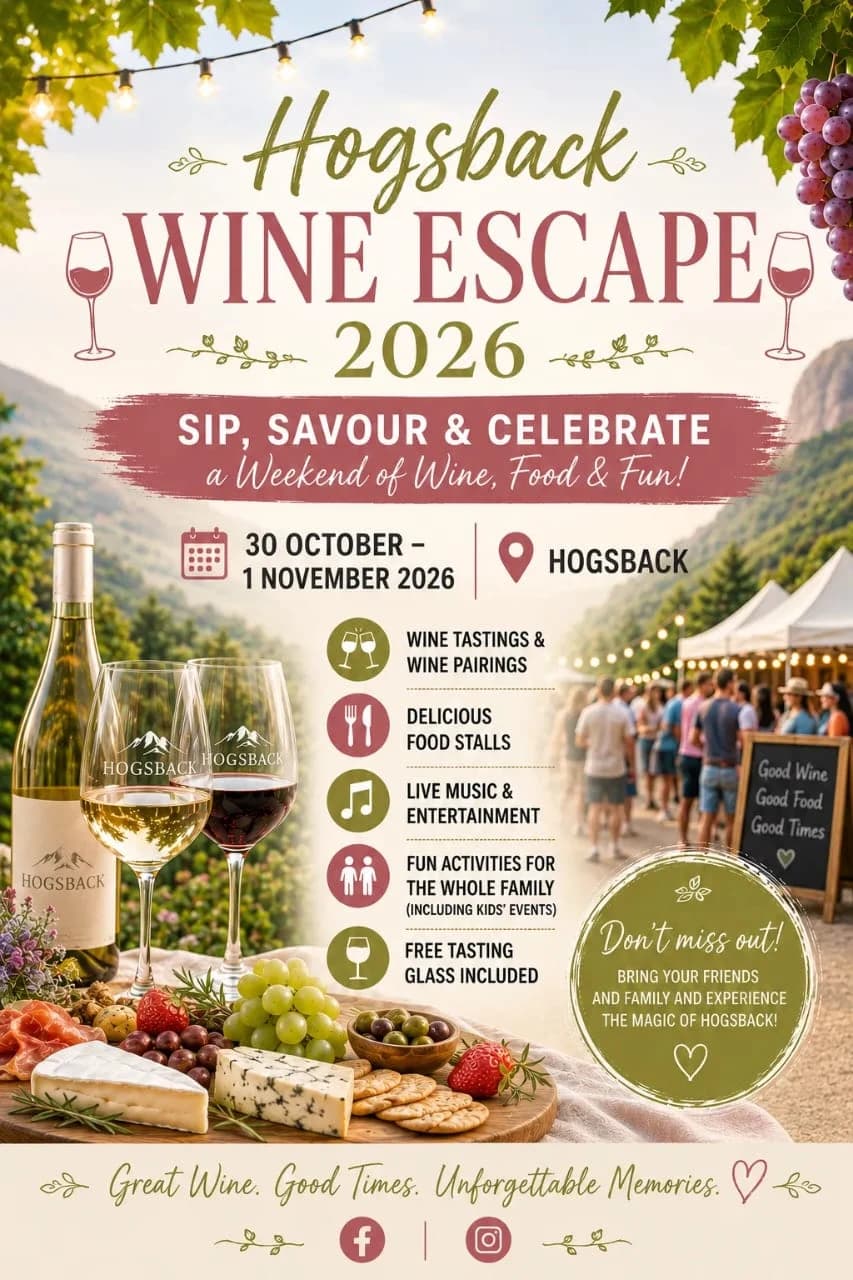 Hogsback Wine Escape 2026 festival poster