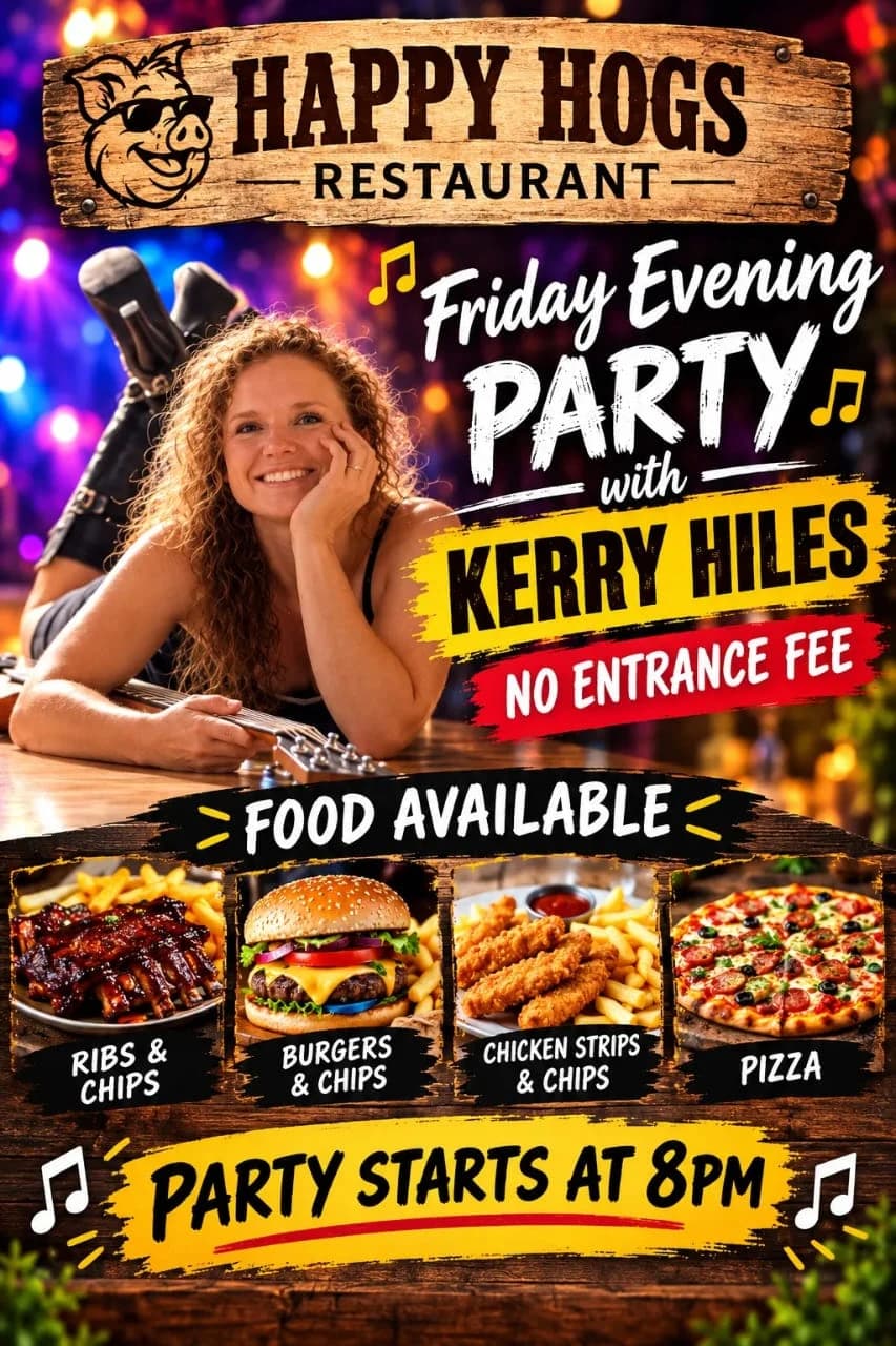 Happy Hogs Friday evening party with Kerry Hiles