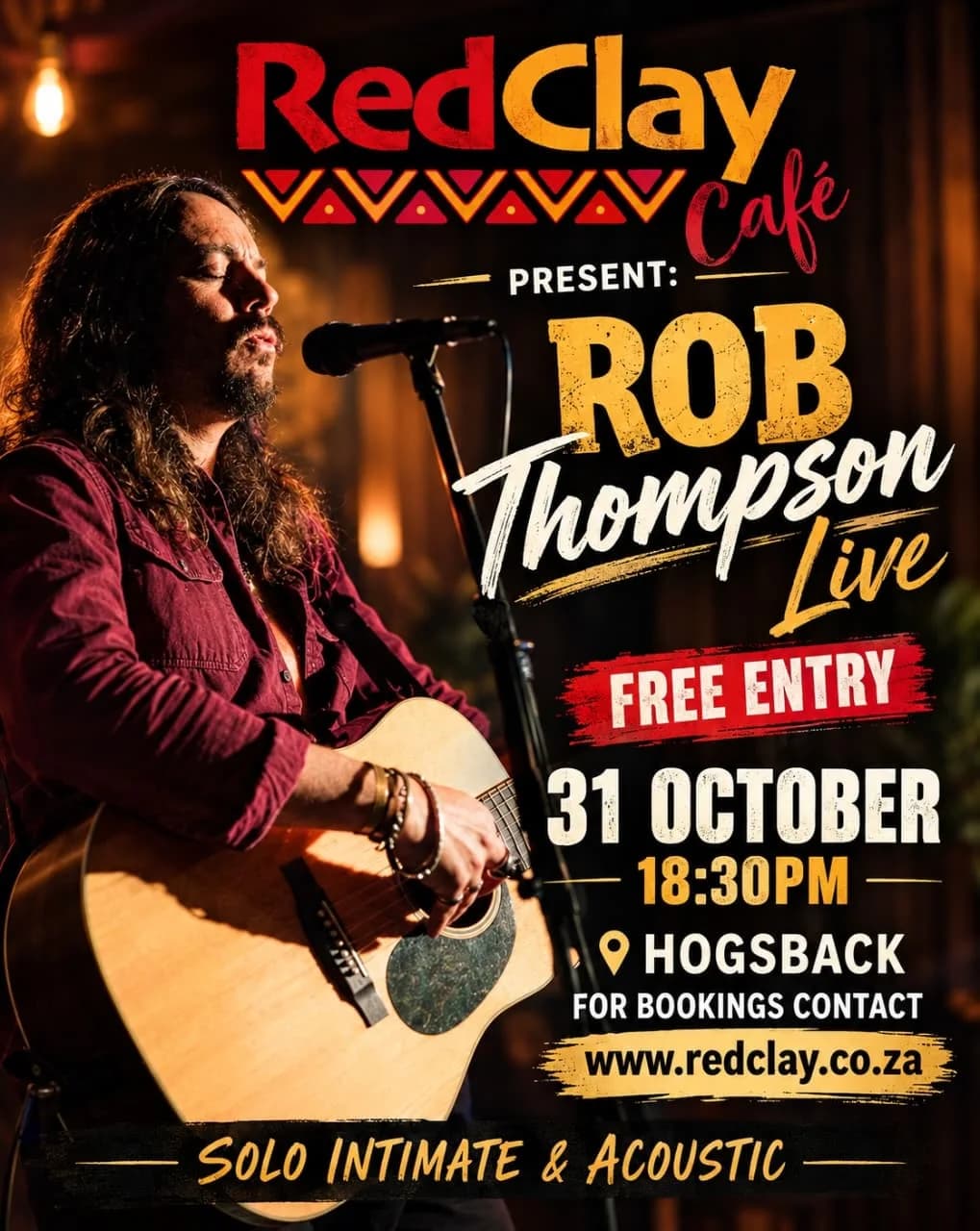 Rob Thompson live at RedClay on Saturday 31 October 2026