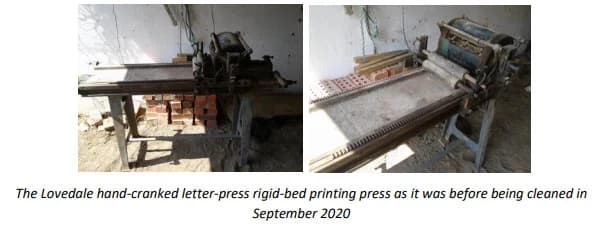 The Lovedale hand-cranked letterpress before it was cleaned