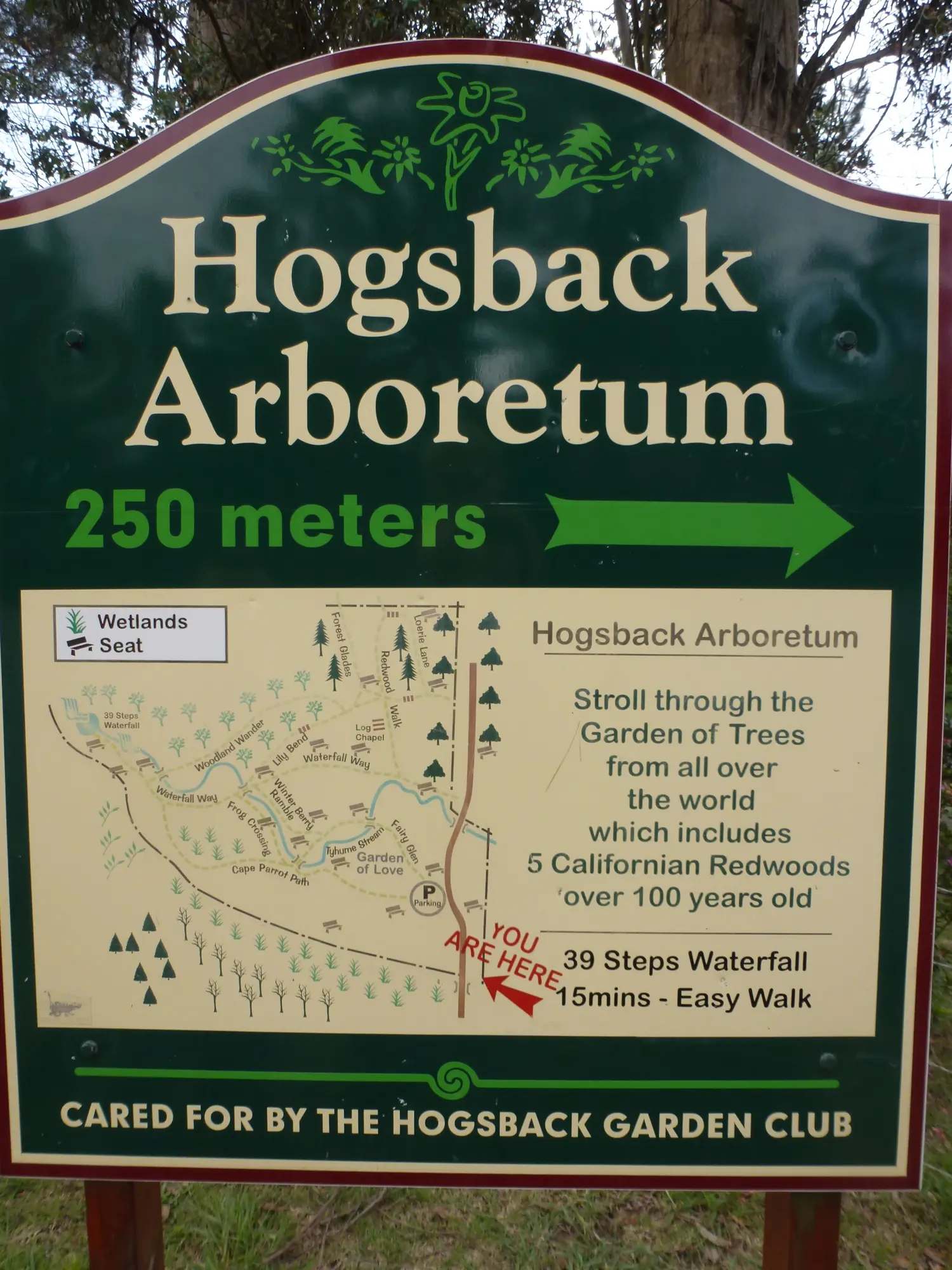The entrance board at Hogsback Arboretum